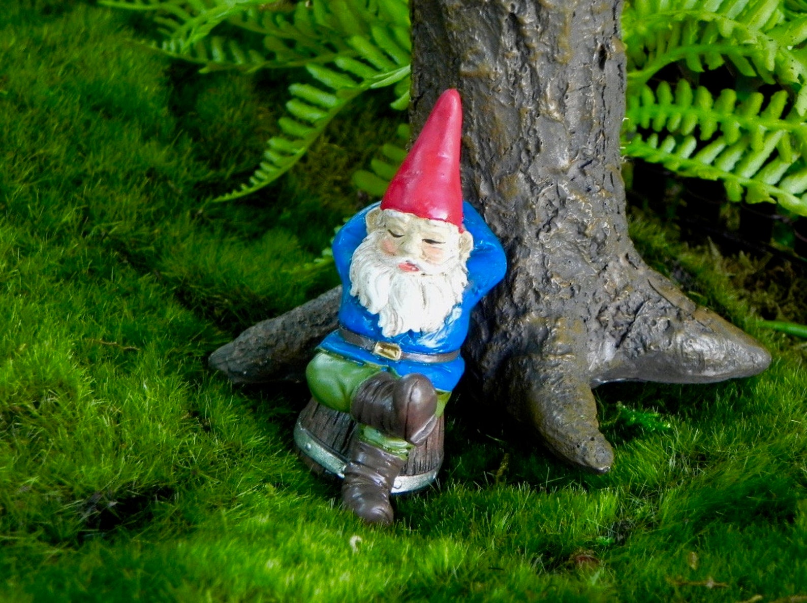 Miniature Garden Gnome Sleeping Handcrafted Sign Fairy Garden