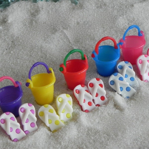 Miniature Beach Bucket assorted colors! Mini flip flops, sold separately, or as entire set