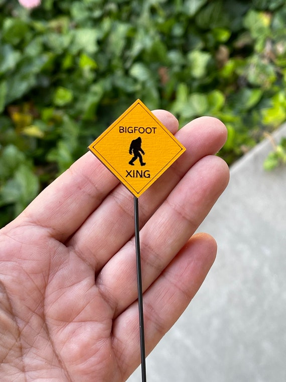 Miniature Bigfoot Sign, Bigfoot XING Sign, fairy garden accessory, miniature sign, Bigfoot crossing sign, Sasquatch sign