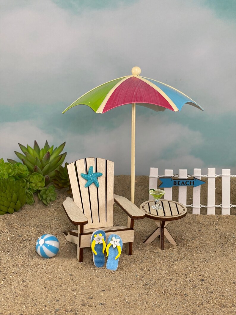 Miniature Beach Umbrella Fairy Garden Accessories Miniature Etsy