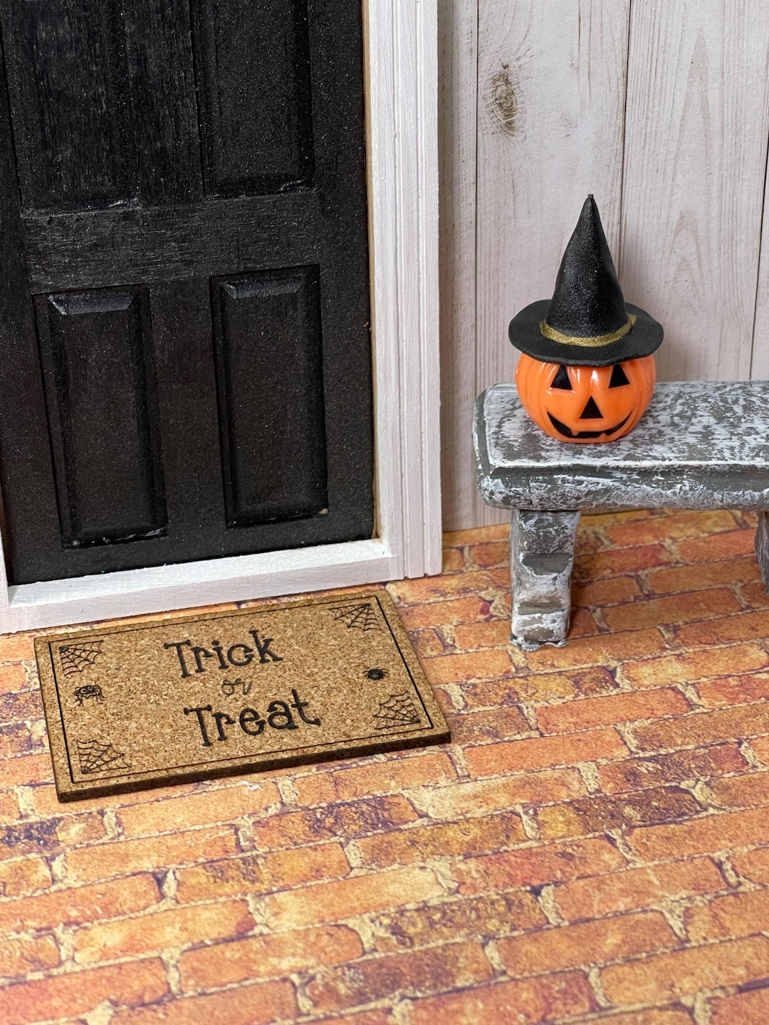 Miniature Pumpkin Jack O Lantern Witch Hat, Halloween Doormat ...