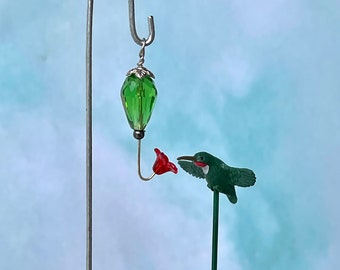 Miniature Hummingbird Feeder, miniature hummingbird stake, fairy garden accessories, miniatures