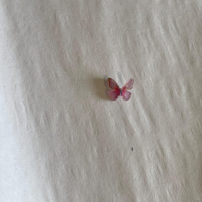 Micro Miniature Butterflies, Kawaii Butterfly Tiny 8mm Acrylic Butterfly, Fairy Garden Accessories, Dollhouse Miniature, Craft Supply 50 Pink
