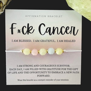 Bracelet d'intention d'amour de soi de survivant du cancer / bijoux de yoga de poignet / cartes de mantra quotidien d'affirmation positive / cadeau de survivant du cancer