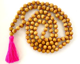 Schmuck / Halsketten / Quastenkette / Handgeknüpfte Holz Mala Perlen / 108 Mala Halskette / 8 MM Meditation Perlen / Gebetskette / Yoga Geschenk