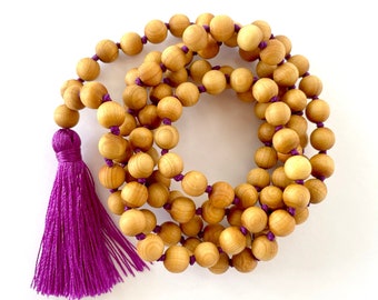 Jewelry / Necklaces / Tassel Necklace / Hand Knotted Wood MALA Beads / 108 Mala Necklace / 8 MM Meditation beads / Prayer beads / Yoga Gift