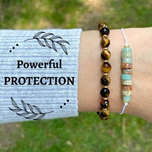 PROTECTION Bracelet with Tiger&#39;s Eye / Traveler&#39;s Bracelet, Boys Bead Bracelet / Women Gift / Protect against negative energy / Yoga gift