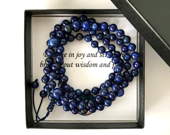 LAPIS Lazuli - EXPRESIÓN Regalo de yoga, pulsera de yoga, 108 cuentas de Mala, pulsera de cuentas, pulsera de hombre, pulsera de mujer, pulsera de Mala, pulsera de oración