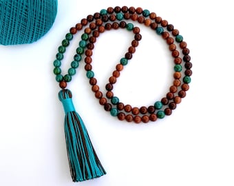 Chrysocolla - Auric Cleanser, Support, Soothes and Calms - 108 Mala Beads, Mala Necklace, Tassel Necklace, beaded necklace, gift ideas