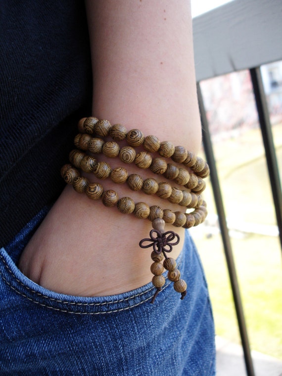 All Mixed Up Brown Wood - 8mm Wooden Mala Beaded Bracelet Handcrafted -  Everwood Original
