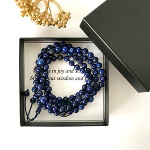 LAPIS Lazuli EXPRESSION Yoga gift, Yoga bracelet, 108 Mala beads, Bead bracelet, Man bracelet,Woman bracelet,Mala bracelet,Prayer bracelet image 4