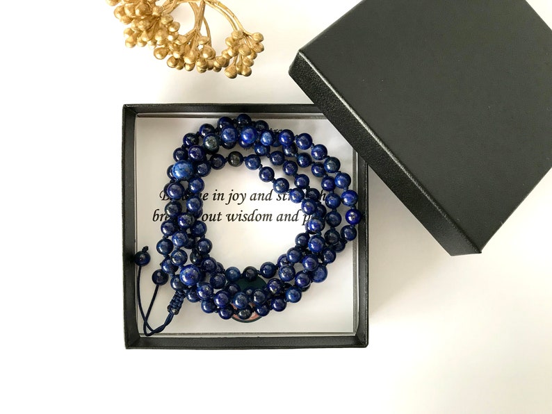 LAPIS Lazuli EXPRESSION Yoga gift, Yoga bracelet, 108 Mala beads, Bead bracelet, Man bracelet,Woman bracelet,Mala bracelet,Prayer bracelet image 4