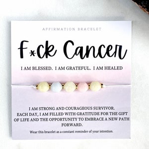 Bracelet d’intention d’amour de soi pour survivant du cancer / Bijoux de yoga au poignet / Cartes de mantra quotidiennes d’affirmation positive / Bracelet cadeau de survivant du cancer