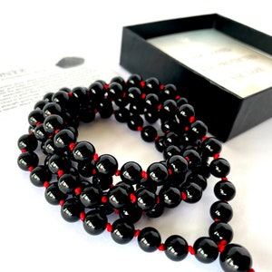 Mala beads 108 / Mala Wrap Bracelet Hand Knotted Meditation Beads / Buddhist Prayer Beads / Mala necklace / Yoga Necklace / Black onyx beads