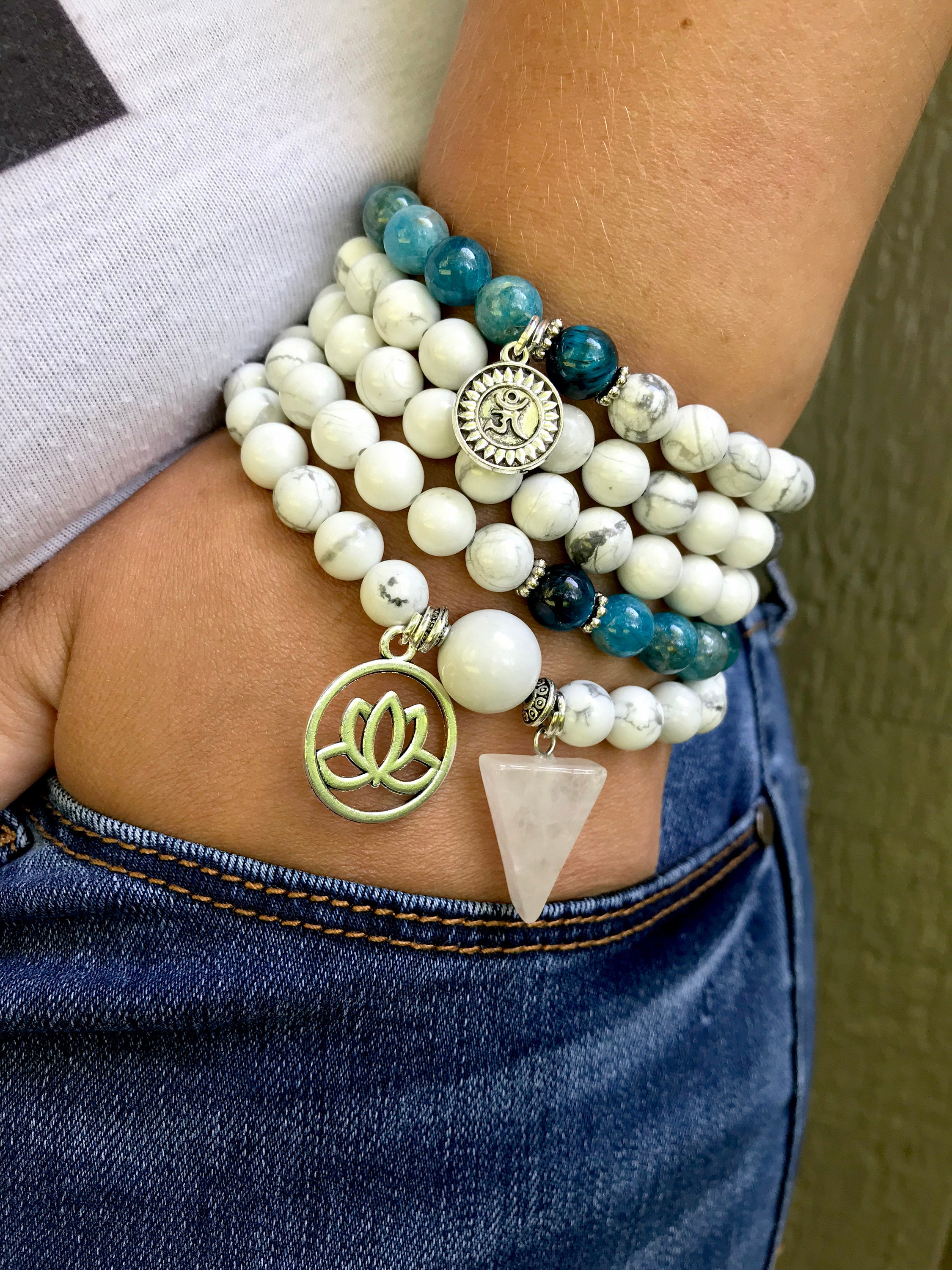 Anxiety bracelet 108 Mala beads Mala bracelet Howlite Etsy