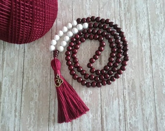 PEACE,HARMONY, LUCK - Jade 108 Mala Bead, Yoga Tassel Necklace, Mala Necklace, Tassel Bead Necklace, Bohemian Necklace, Meditation Bead