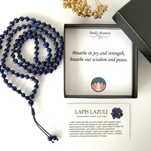 LAPIS Lazuli EXPRESSION Yoga gift, Yoga bracelet, 108 Mala beads, Bead bracelet, Man bracelet,Woman bracelet,Mala bracelet,Prayer bracelet image 3