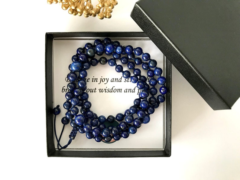 LAPIS Lazuli EXPRESSION Yoga gift, Yoga bracelet, 108 Mala beads, Bead bracelet, Man bracelet,Woman bracelet,Mala bracelet,Prayer bracelet image 1