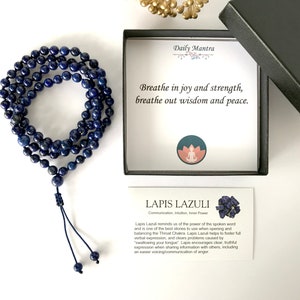 LAPIS Lazuli EXPRESSION Yoga gift, Yoga bracelet, 108 Mala beads, Bead bracelet, Man bracelet,Woman bracelet,Mala bracelet,Prayer bracelet image 2