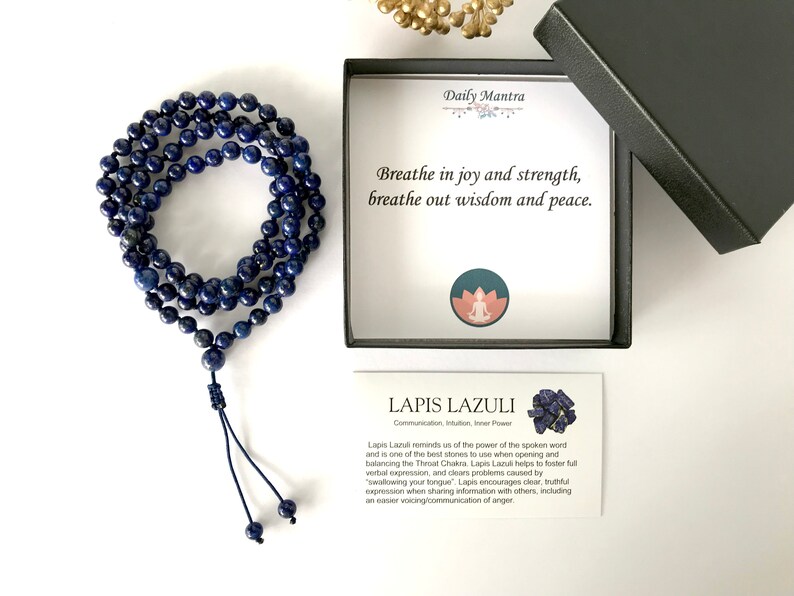 LAPIS Lazuli EXPRESSION Yoga gift, Yoga bracelet, 108 Mala beads, Bead bracelet, Man bracelet,Woman bracelet,Mala bracelet,Prayer bracelet image 2