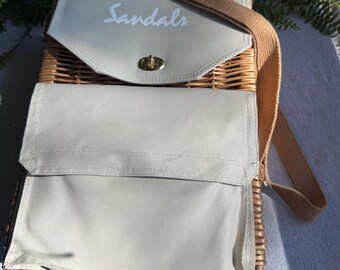 Cestino da picnic Corsica "Sandali" per vino e formaggio – Borsa da picnic in vimini intrecciato e tela per 2 persone