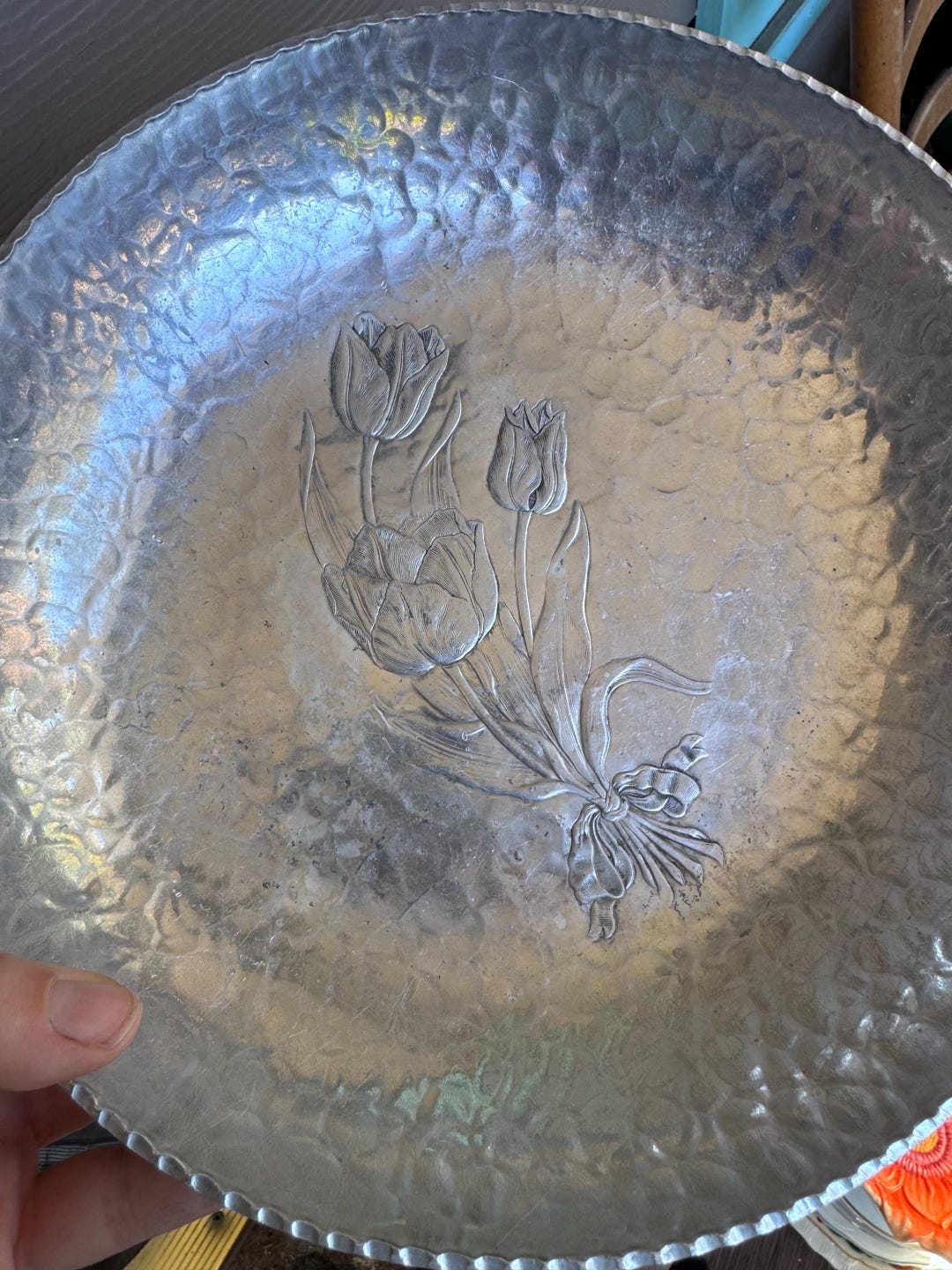 Vintage Mid-century Modern Rodney Kent Hammered Aluminium Tulip Bowl ...