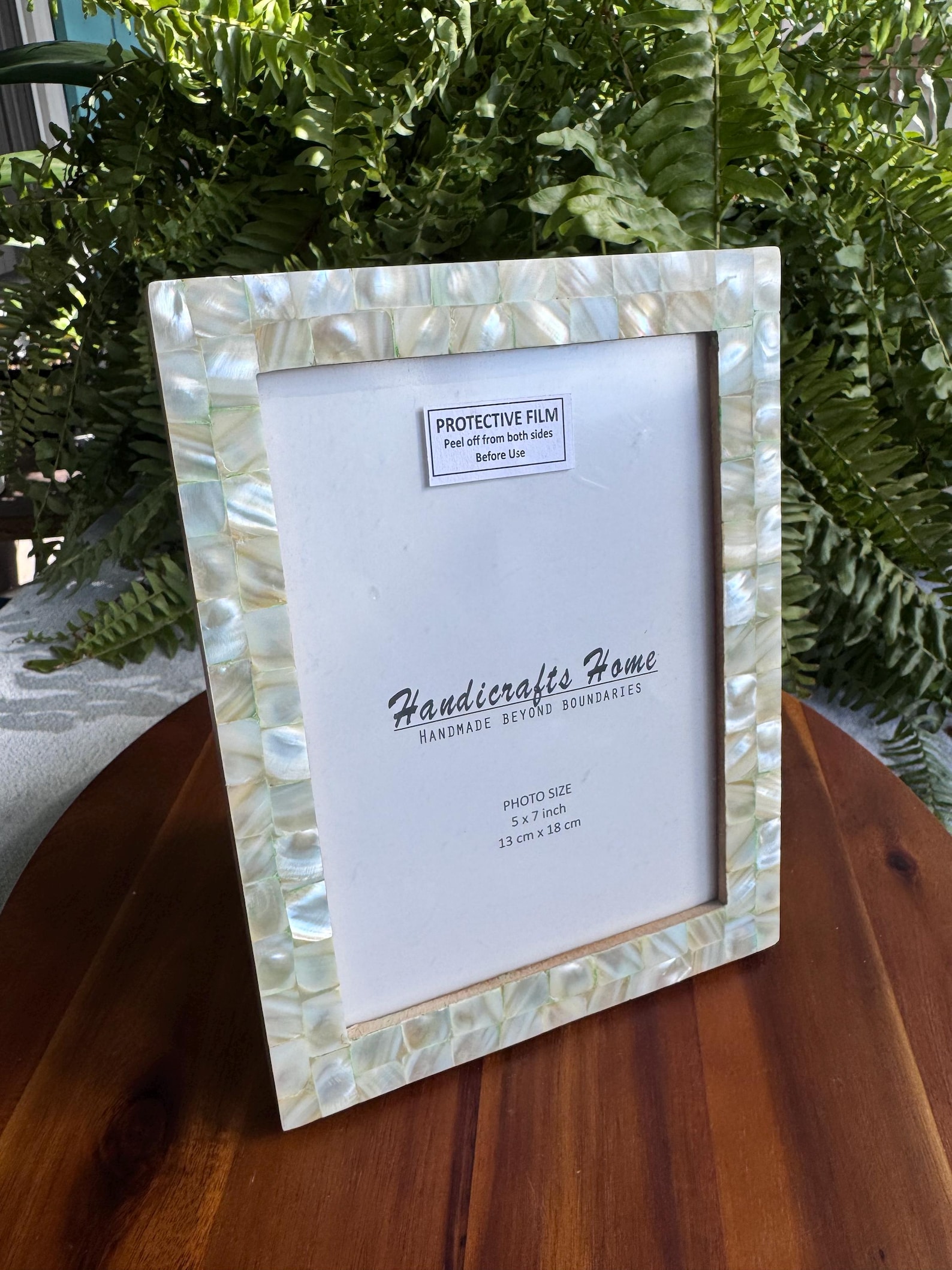 Handicrafts Home 5x7 Mother of Pearl Photo Frame | Handmade Iridescent Shell Inlay