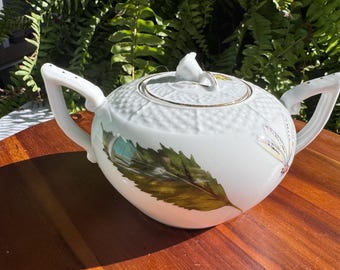 Vintage Godinger Porcelain Insect Sugar Bowl Lidded Primavera Botanical Cottagecore