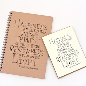 Glück finden... Harry Potter Film Zitat Notebook und Karten-Set, typografische Drucken leere Buch Journal, Geschenke