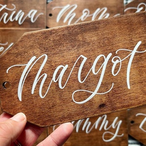 Christmas stockting tag | Hand lettered | Oversized | Wood