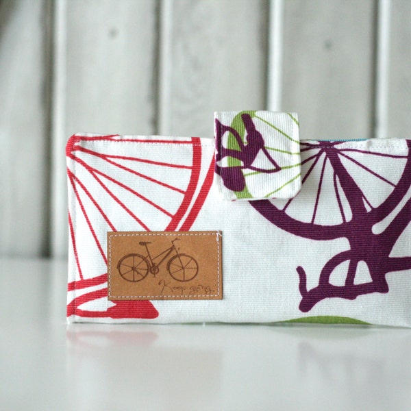 Keep Going Women's Bicycle Wallet // Handmade Clutch Wallet