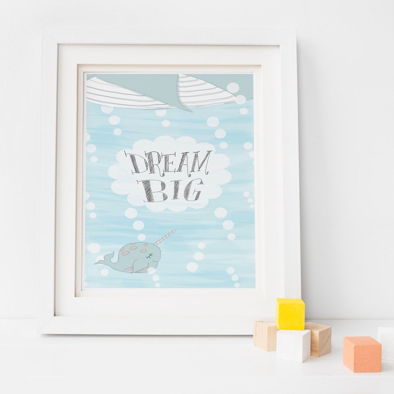 Dream Big Narwhal Print image 1