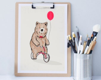 Bear on a bike print