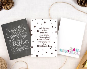 Pack of three typography cards