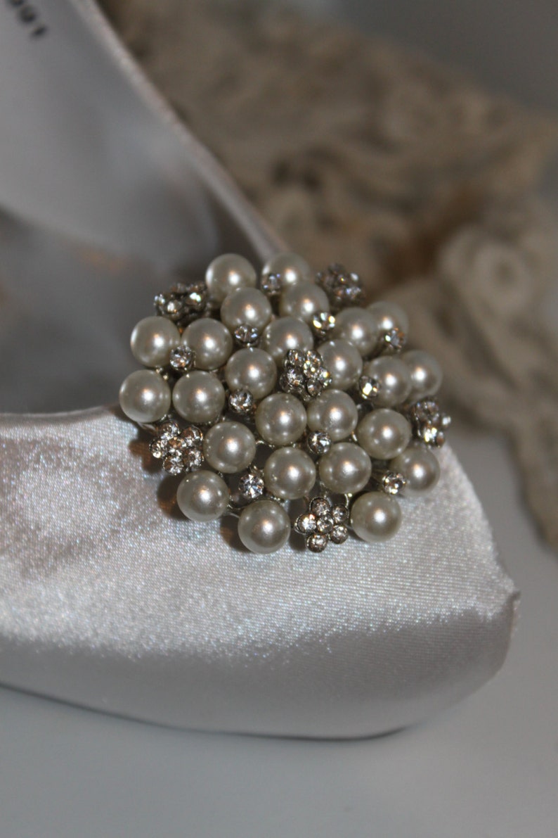 Pearl and Diamante Bridal Shoe Clips - Etsy UK