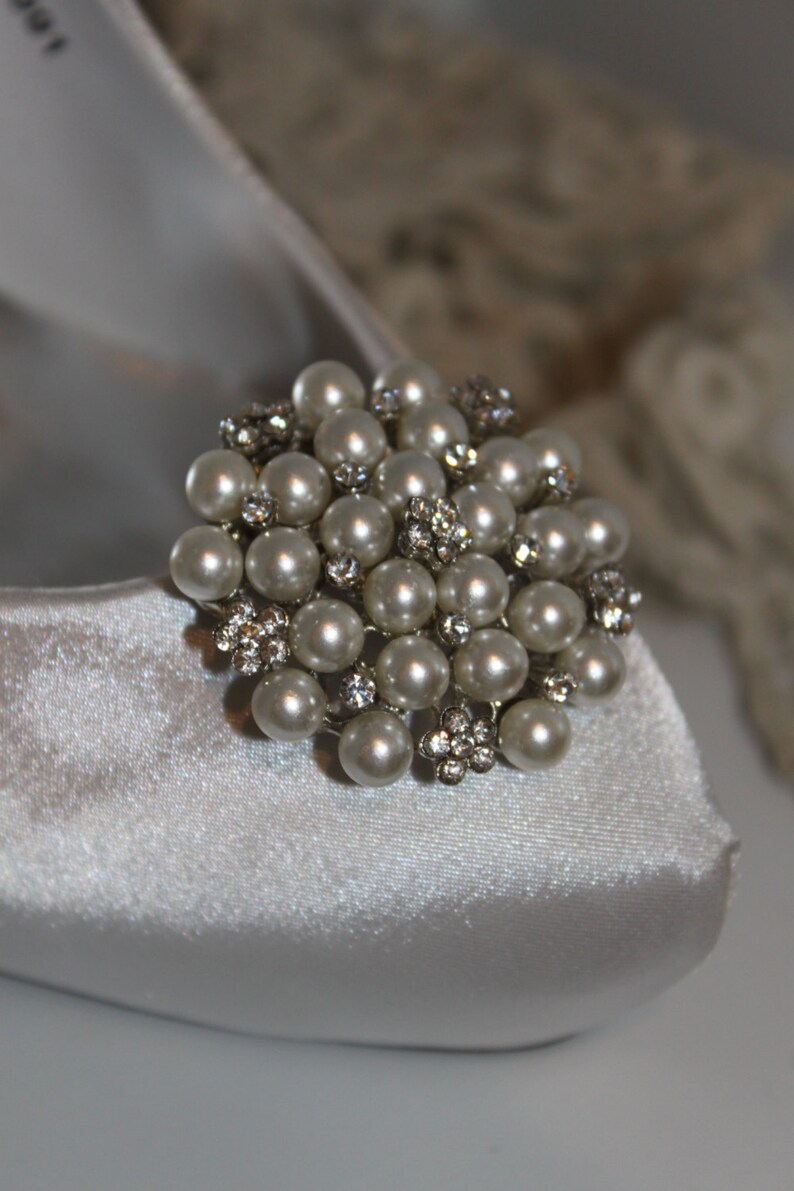 Pearl and Diamante Bridal Shoe Clips Etsy UK