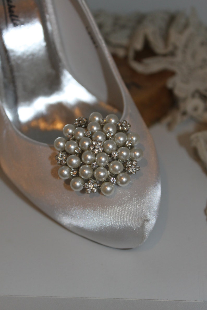 Pearl and Diamante Bridal Shoe Clips Etsy UK