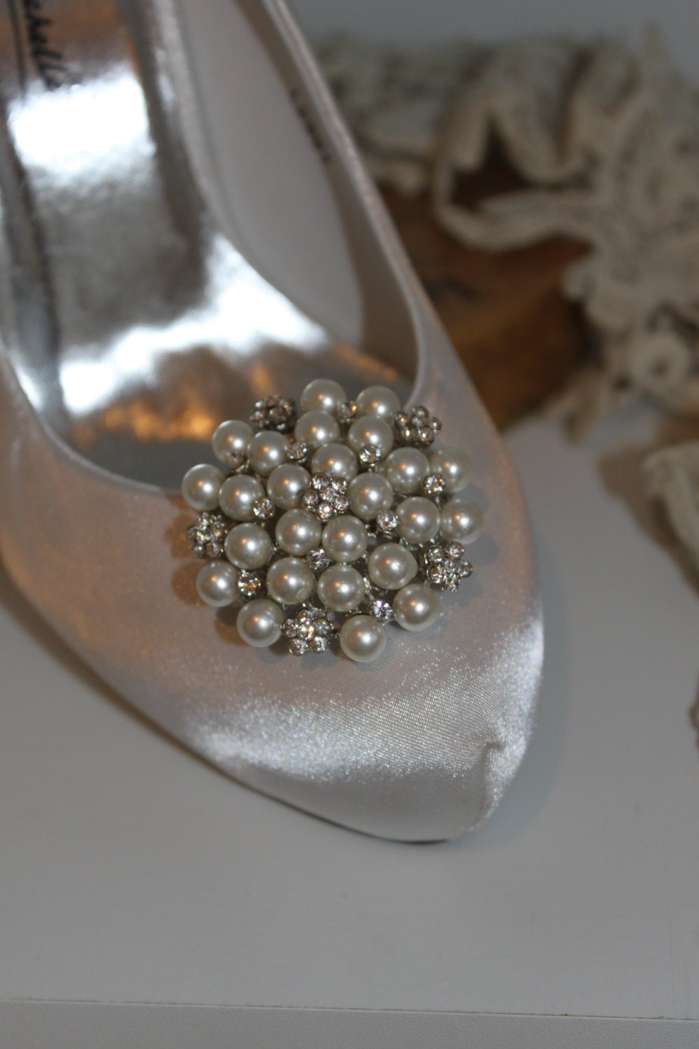 Pearl and Diamante Bridal Shoe Clips - Etsy UK