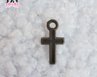 9mm bronze cross charms for tiny mini doll crafting sewing craft supplies