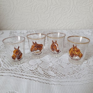 At Auction: Group of Shot Glasses with Horse Racing