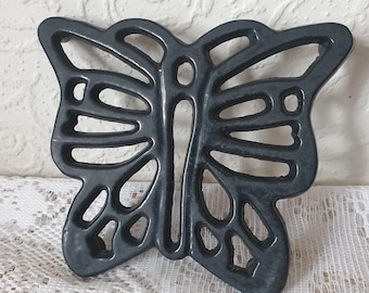 Vintage Small Black Cast Iron Trivet / Pot Stand in the shape of a Butterfly
