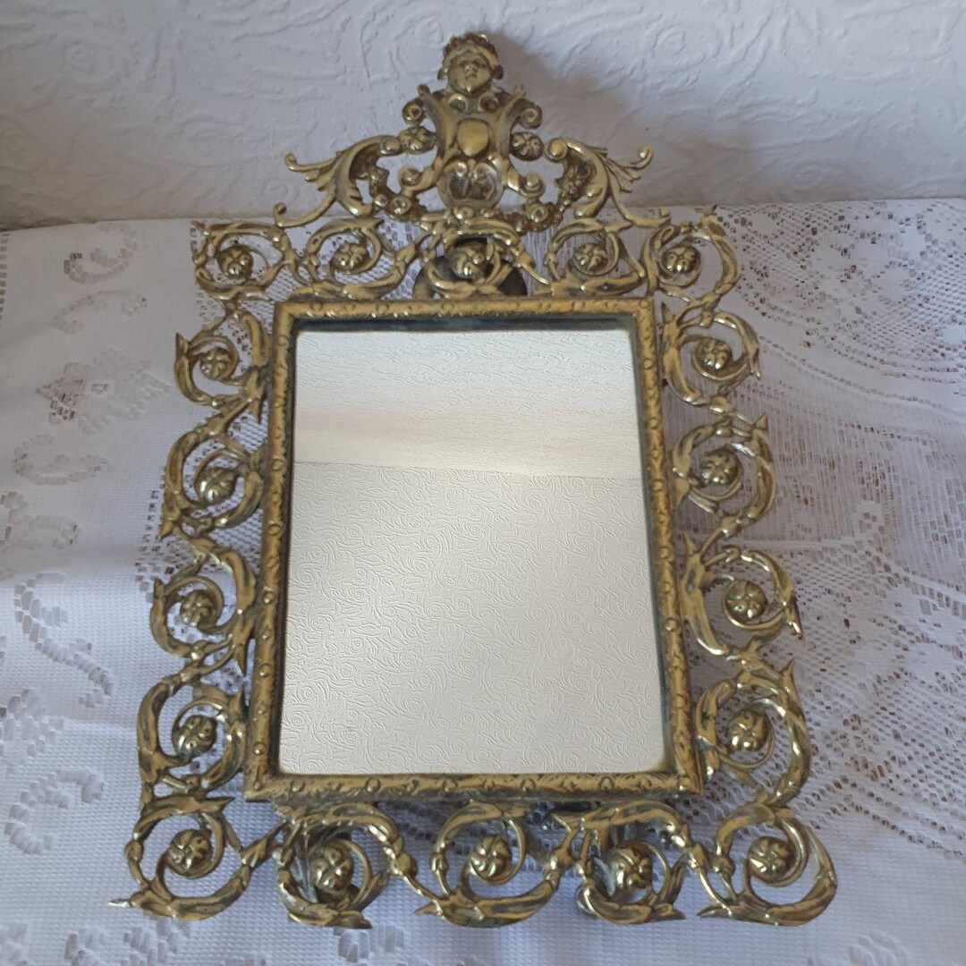 Vintage Brass / Metal Ornate Vanity Mirror Etsy UK