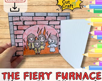 Puede incluir: Una manualidad bíblica imprimible para niños que presenta un horno de fuego con tres hombres adentro. La manualidad es un diseño de levantar la solapa, con una solapa que se puede levantar para revelar a los hombres dentro del horno. La manualidad se titula "The Fiery Furnace Lift the Flap Bible Craft".