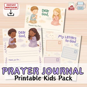 DIÁRIO DE ORAÇÃO e kit Cartas a DEUS para crianças Conjunto de Bíblias para impressão para Escola Dominical Igreja Jovens Educação Domiciliar Atividade de Colorir Cristã