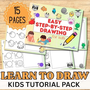 STAP VOOR STAP TEKENING Leuke activiteit voor kinderen.  Afdrukbare zelfstudie Leer tekenenproject. School/kinderclub Jeugdgroep. Doe-het-zelfpakket. Thuisonderwijs
