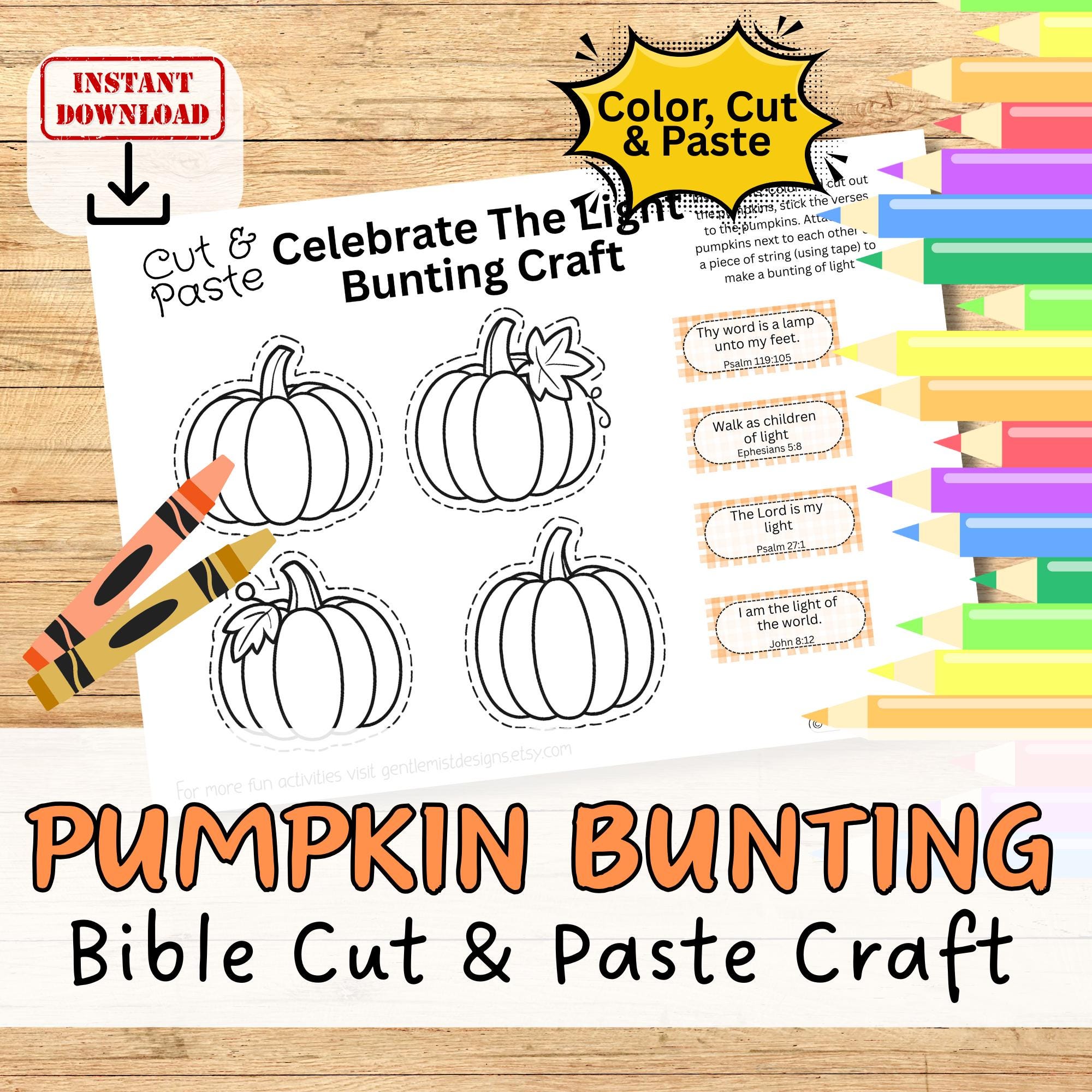 PUMPKIN GARLAND Bible Verse Craft Activity for Kids Printable Diy…