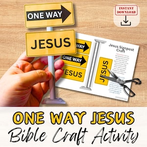 Manualidad de papel imprimible con el letrero "JESÚS UN SOLO SENTIDO" para niños. Kit para escuela dominical, grupo juvenil de la iglesia y educación en casa. Plan de lección con versículos bíblicos.