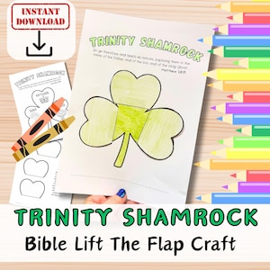 Trinity Shamrock Craft | St Patrick’s Day Bible Coloring Activity for Kids Holy Trinity Christian | Sunday School Printable | Lift the Flap
