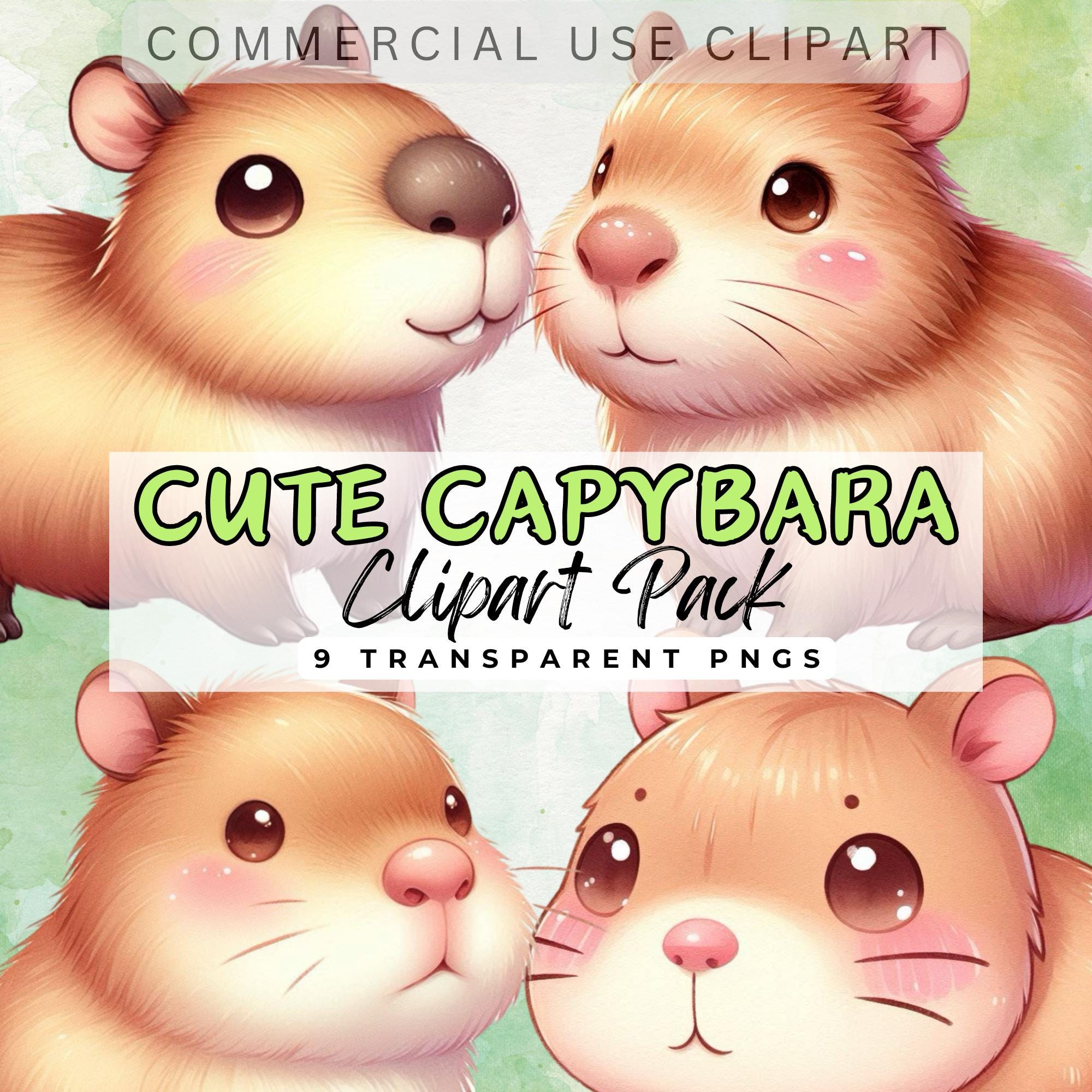 CUTE CAPYBARA Clipart Pack. Junk Journal Ephemera Card Making High ...