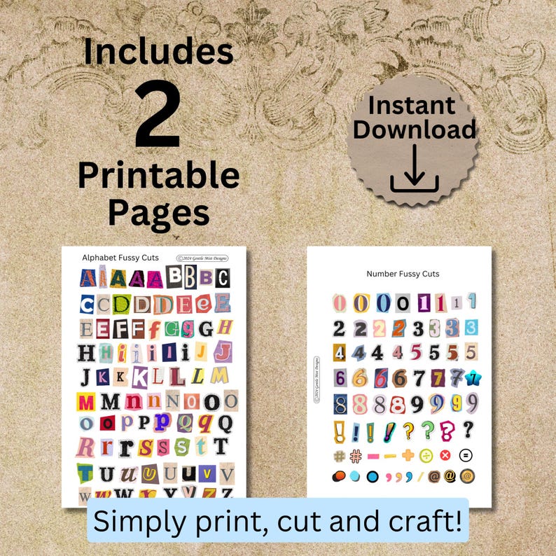 Printable RANSOM NOTE Letters & Numbers Fussy Cuts. Alphabet Images ...